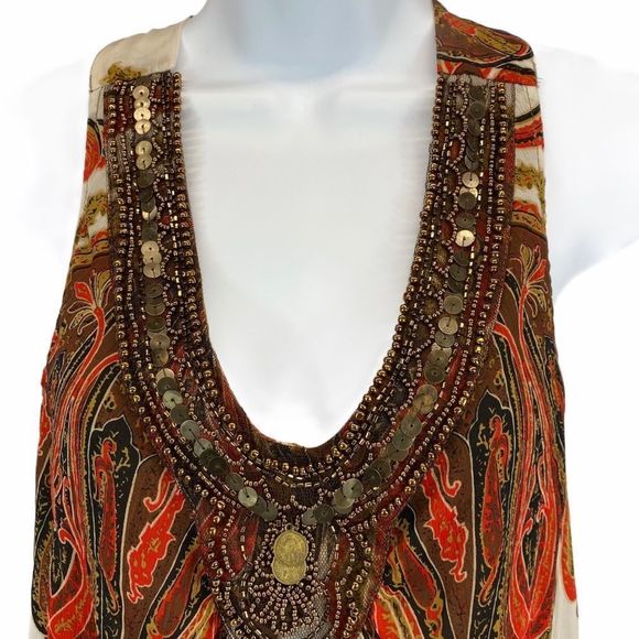 Adiva sleeveless top with beading and medallions M - Picture 6 of 16